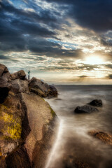 Long Exposure Shore with Rocks
