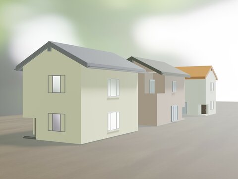 家が並んでいる3d illustration
