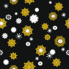 Vector Classic christmas pattern. Winter seamless snowflakes pattern. Seamless pattern for fabric, wrapping paper or wallpaper. Winter. Snow. Gold.
Christmas pattern. New year