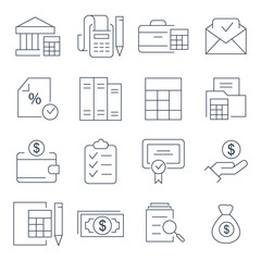 accounting icons set. accounting pack symbol vector elements for infographic web