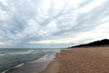 Dabki empty beach, Poland. Beautiful seaside landscape. Autumn
