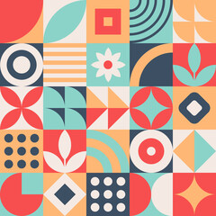 Vector scandinavian pattern. Minimalistic geometric background. Simple cute summer elements.