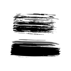 Set of black hand drawn brush strokes