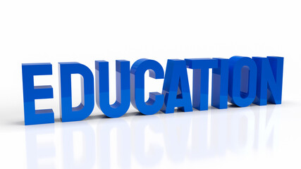 blue text on white background for education concept 3d rendering