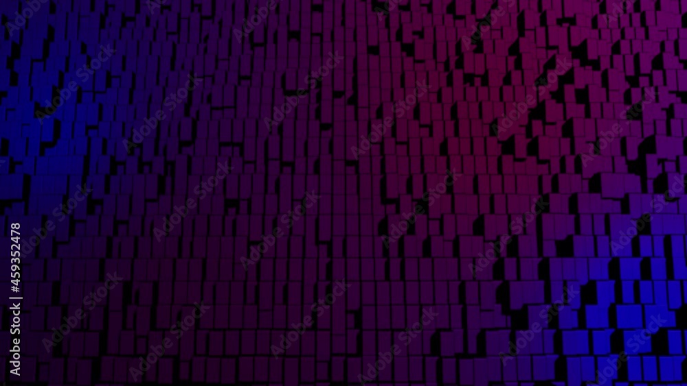 Poster 3d abstract geometric creative dark bg with looping flowing animation, black columns rise and fall f