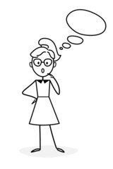 Business concept for web design. A businesswoman taking part in business activity. The outline of a vector funny illustration. An entrepreneur developing ideas.