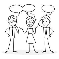 People working in the office, negotiating and discussing issues, solve problems, developing ideas, taking part in business activities. Teamwork. Concept for web design. Vector illustration