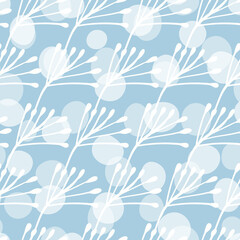 Floral seamless with hand drawn color leaves. Cute autumn background. Tropic blue branches. Modern floral compositions. Fashion vector stock illustration for wallpaper, card, fabric, textile.