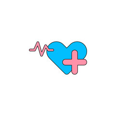 heart and heartbeat cardiology icon vector