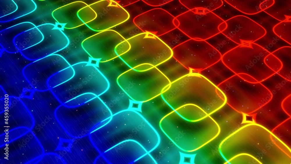 Aufkleber vj abstract sci fi futuristic bg. fly over 3d multilayer hologram complex pattern. neon light rainbo