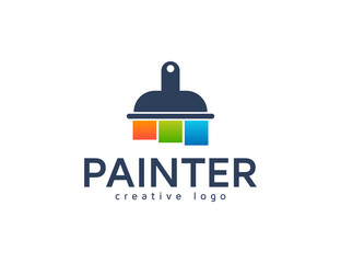 Colorful paintbrush for paint logo design template