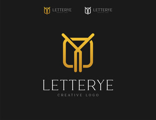 Elegant and minimal golden line letter y typography logo template