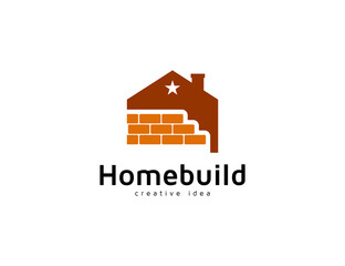Modern build house logo with bricks illustration design