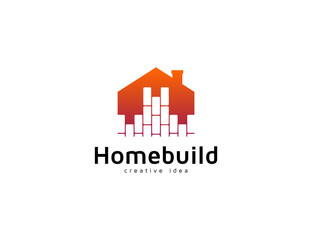Build house logo with bricks illustration design template