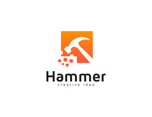 Fototapeta na wymiar Modern hammer logo design and illustration template