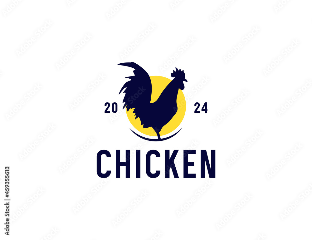 Wall mural rooster chicken silhouette logo design