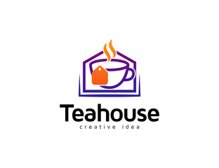 Naklejka premium Tea and house logo design template