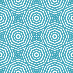 Tiled watercolor pattern. Turquoise symmetrical