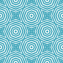 Tiled watercolor pattern. Turquoise symmetrical