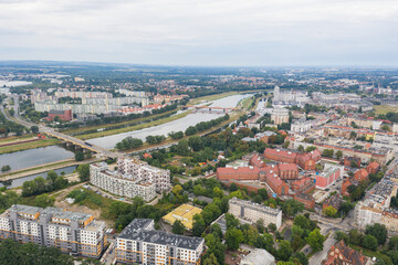Fototapeta na wymiar city of Wroclaw from above. Many houses