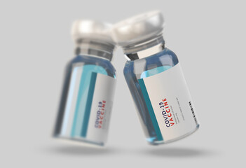 Coronavirus COVID-19 vaccine. two vaccination bottles 3d-illustration