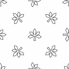 Grey line Chestnut leaf icon isolated seamless pattern on white background. Vector