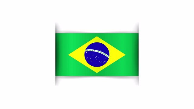 Realistic Brazil flag. An animated horizontal banner of the Brazilian flag. Alpha channel. Animation.