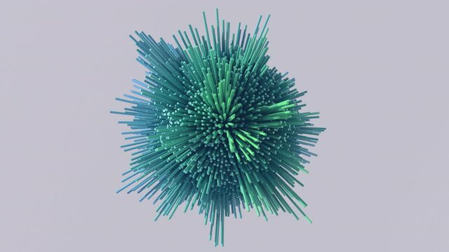 Green and blue morphing sphere. Abstract animation, 3d render.
