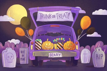 watercolor trunk treat background vector design illustration