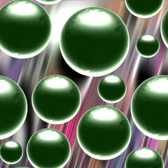 Pink green spheres design green christmas balls
