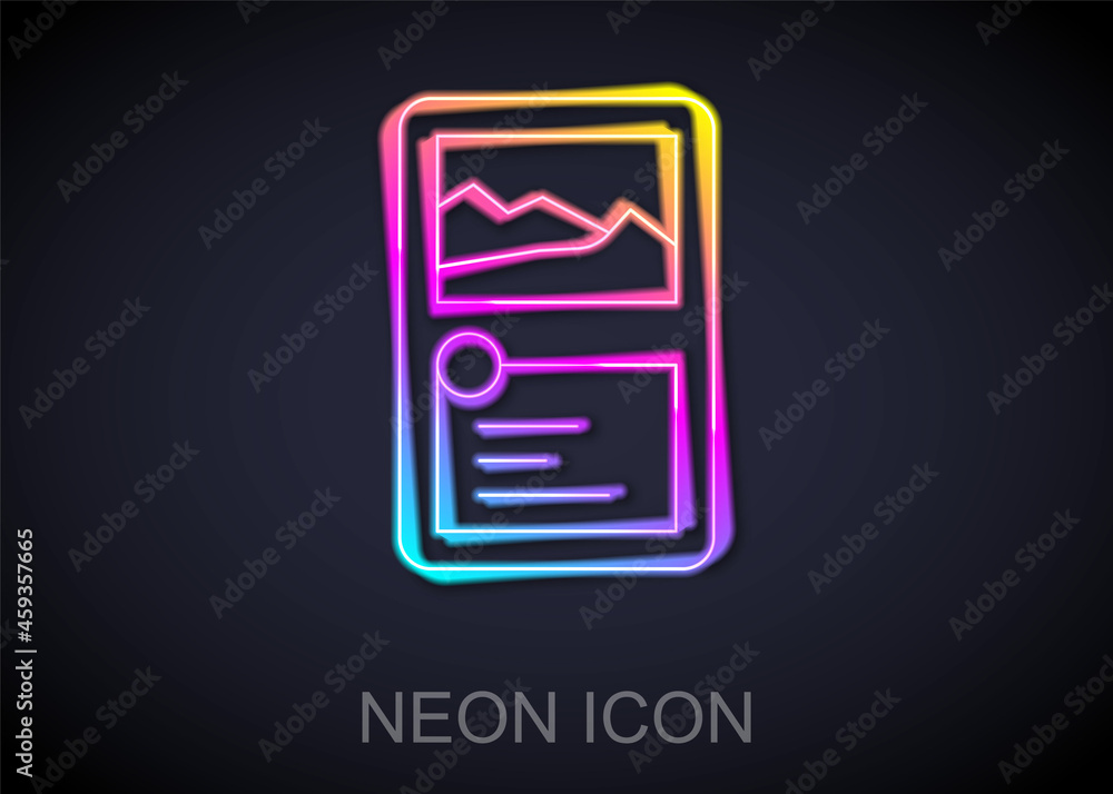 Aufkleber glowing neon line card game collection icon isolated on black background. fantasy ui kit with magic 