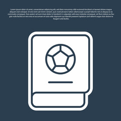 Blue line Football learning book icon isolated on blue background. Vector