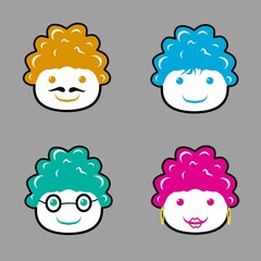 Set of family cartoon faces