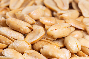Close-up image of Arranged peanuts peeled