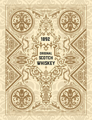 Whiskey label with old frames
