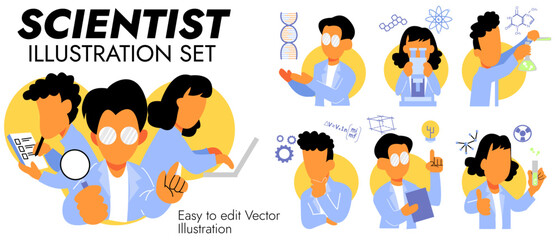 high quality scientist Illustration set