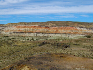 scenery at the petrified forest of Sarmiento, Argentina