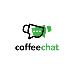 coffee talk chat cup logo vector icon illustration