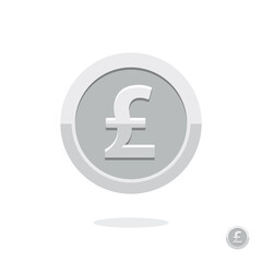 Pound sign. Coin icon. English currency pound. Vector money symbol. Bank payment symbol. Silver coin. Silver pound. World economics. Finance symbol. Currency symbol. Currency exchange. Pound money.
