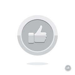 Like icon. Hand like. Thumb up. Social media sign. Seal of approval. OK sign. Like symbol. Premium quality. Achievement badge. Quality mark. Medal. Coin with the Like. Silver game coin. Coin icon.