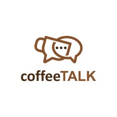 coffee talk chat cup logo vector icon illustration