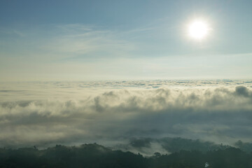 Morning sun with beautiful fog