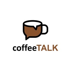 coffee talk chat cup logo vector icon illustration