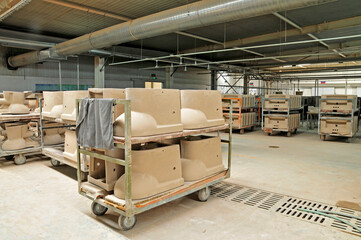 Ceramic products in the workshop