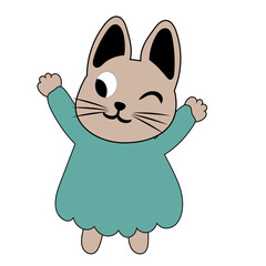 Draw vector illustration character collection cute cat.Doodle cartoon style.