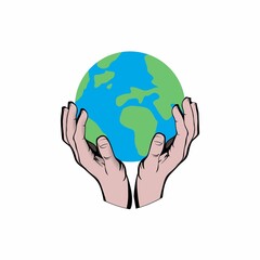 illustration of a hand holding the earth