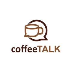 coffee talk chat cup logo vector icon illustration