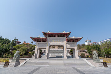 Buildings and statues in the park of sea god Mazu