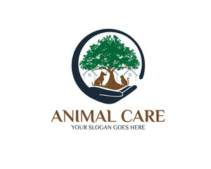 caduceus animal care logo designs for pet care service and protection