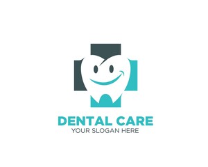 plus dental care logo designs for medical service and smile